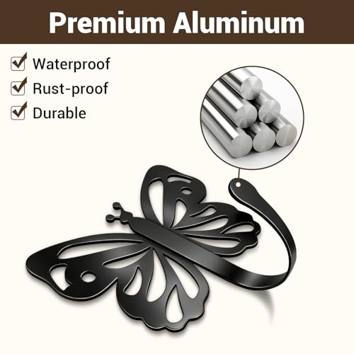 Butterfly Design Metal Hook for Both Screw Mounting and Strong Adhesive | Suitable for Living Room, Bathroom, Kitchen, Bedroom for Coat, Bag, Scarf, Towel, Hat, Key, Cup, Black 6 Set - style: 6B