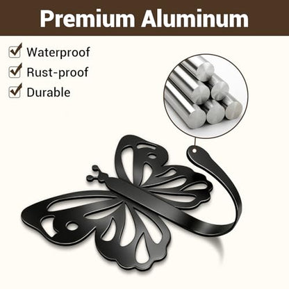 Butterfly Design Metal Hook for Both Screw Mounting and Strong Adhesive | Suitable for Living Room, Bathroom, Kitchen, Bedroom for Coat, Bag, Scarf, Towel, Hat, Key, Cup, Black 6 Set - style: 6B