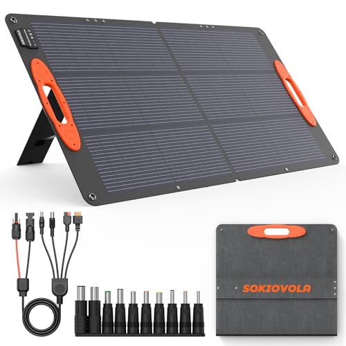 SOKIOVOLA N-Type 16BB 100W Portable Solar Panel 18V ETFE Portable Foldable Solar Charger NextGen 25% High Conversion Folding Solar Panel for Camping Outdoor RV - color: 100 Orange