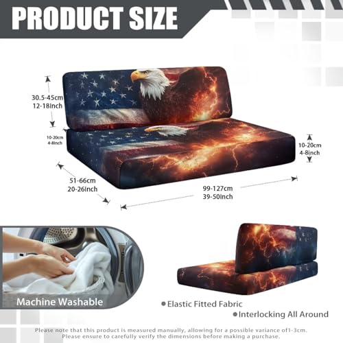 RV Dinette Cushions Covers - Stretch Sofa Seat Slipcovers - Washable Loveseat Furniture Protector for Camper Car Bench (American Flag Eagle 1 Backrest Cover & 1 Bench Cover) - color: American Flag Eagle
