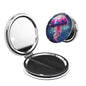 Galaxy Gellyfish Print Foldable Travel Pocket Mirror Round PU Leather Portable Mini Makeup Double Sided Handheld Magnifying,2.6 in - color: Galaxy Gellyfish
