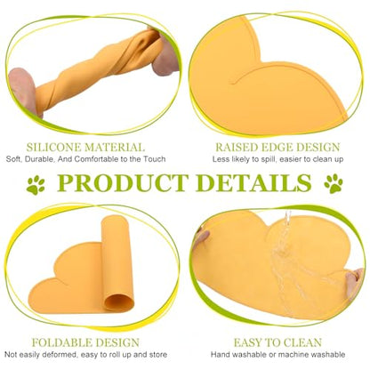 Silicone Pet Feeding Mat, Waterproof Dog Cat Food Bowl Placemat Tray Anti-Slip with Raised Edge Foldable Heat-Resistant (Orange, Cloud Shape), Intended for Cat Dog Water Bowl - color: Orange