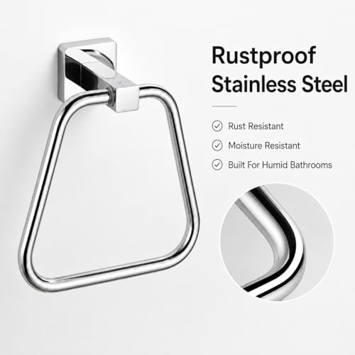 Chrome Towel Ring for Bathroom, Kitchen Bath Towel Holder Hangers Wall Mount Heavy Duty Stainless Steel - color: Chrome, size: 1 Pack
