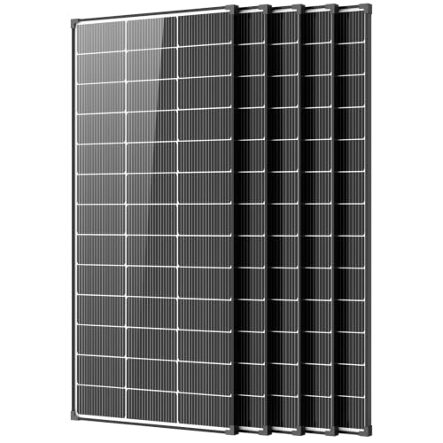 1000W Solar Panels,5PCS 200 watt Bifacial Solar Panel 12v n Type 18bb Solar Panel A+ Grade PV Module with IP68 Waterproof 25% Cell Efficiency 200w Solar Panels for Off Grid RV Boat Rooftop - color: 1000W Bifacial