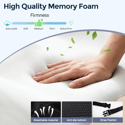 Car Seat Cushion, Memory Foam Driving Cushion with Adjustable Strap, Ergonomic Pad for Car & Semi Truck, Office Chair Cushion for Sciatica & Lower Back Pain Relief, Black - color: Black