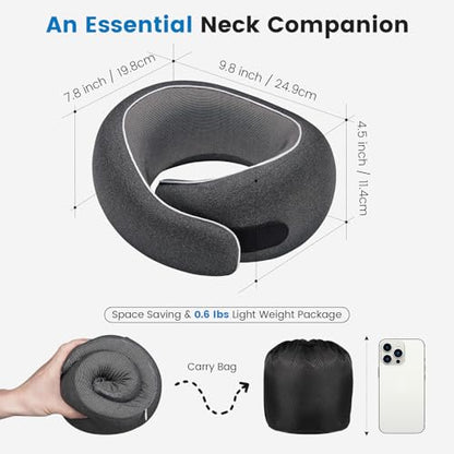 Neck Pillow Airplane,100% Pure Memory FoamTravel Neck Pillow Travel Neck Support Ergonomic &Portable Design Best for Sleeping Plane Car Train Office Flight