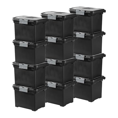 Sterilite Portable Lockable File Box Organizer with Handle and Clear Lid (12 Pack) - size: 12 Pack