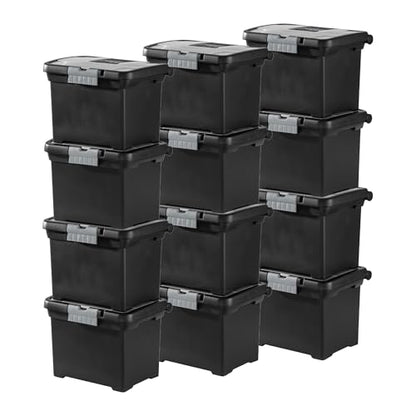 Sterilite Portable Lockable File Box Organizer with Handle and Clear Lid (12 Pack) - size: 12 Pack