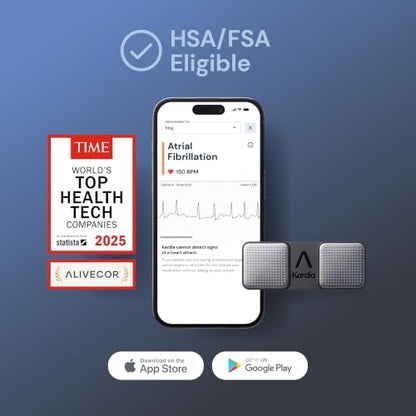 KardiaMobile 1-Lead EKG Monitor, Medical-Grade FDA-Cleared Personal Heart Monitor, Detects Normal, AFib & Arrhythmias, 30 Second Results, Works with Smartphones, Pocket Size, No Subscription Required