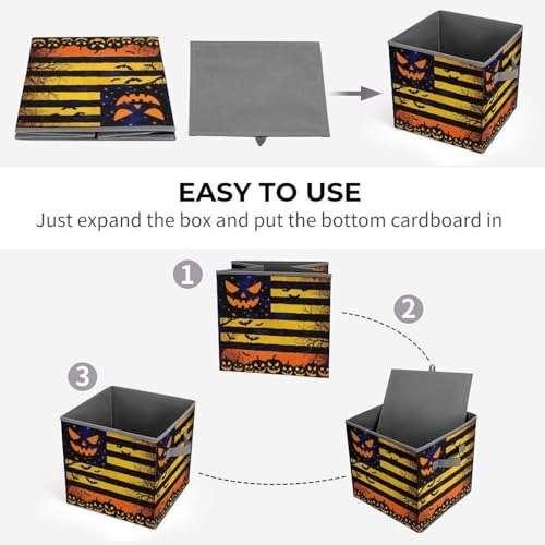 Halloween Flag Foldable Storage Box with Handle Organizer Containers for Home Office Clothes Office Supplies - color: style-9