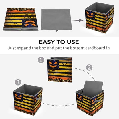 Halloween Flag Foldable Storage Box with Handle Organizer Containers for Home Office Clothes Office Supplies - color: style-9