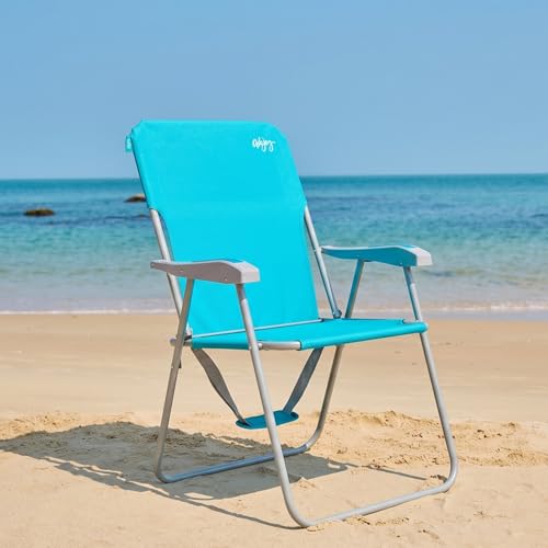 #WEJOY Folding Beach Chair for Adults, Lightweight Beach Chair with Shoulder Straps, High Back Camping Chairs with Hard Armrest, Supports 300lbs for Outdoor Lawn Concert - color: #C 1 Pack Cyan, style: Classic