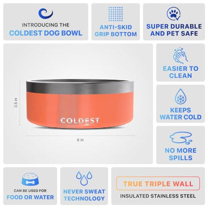 Coldest Dog Bowl - Anti Rust Metal, Non Slip, 3 Layers Insulated Stainless Steel Dog Bowls - Spill Proof & Heavy Duty - Water Bowl for Dogs, Cats & Pets, Dish Washer Safe (64 oz,Candy Red Glitter) - color: Candy Red Glitter, size: 64 oz