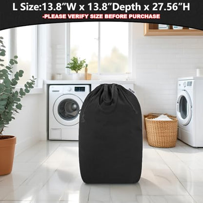 Canvas Laundry Bags with Handles & Square Base 13.8"Wx13.8"Dx27.6"H, Large Heavy Duty Laundry Hamper Bag, College Dorm Washable Drawstring Canvas Dirty Clothes Sack (Black) - color: Black 1-Pack | Square Base, size: 13.8"Wx13.8"Depthx27.6"H