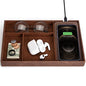 Valet Tray, Built in Wireless Charging Pad, Nightstand Organizer, Dresser Organizer, Mens Jewelry Box, Valet Charging Station, Faux Leather Valet Tray for Men and Women, Brown - color: Brown +Wireless
