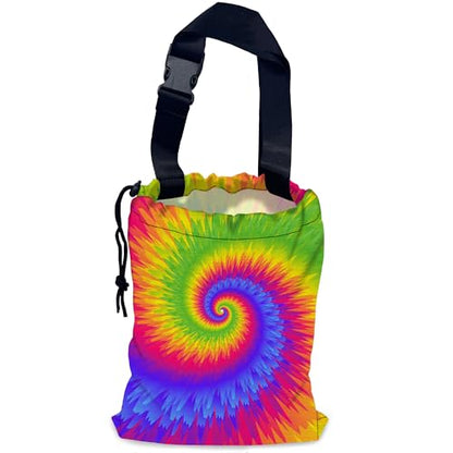 Rainbow Tie Dye Car Garbage Bag,Waterproof Small Car Trash Bag Hanging Back of Seat,Drawstring Hanging Car Trash Bag with Adjustable Buckle for Car Accessories - color: Rainbow Tie Dye