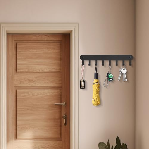 2 Pack Key Holder Wall Mount, Key Holder for Wall,Key Wall Holder, Key Hooks Hanging Keys, Key Hanger Wall Mount with 8 Hooks, Key Rack for Living Room, Kitchen, or Bathroo - color: Black