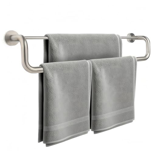 Double Towel Bar,Double Towel Racks for Bathroom,24 Inch Brushed Towel Holder, Bath Towel Rack for Bathroom Wall Mounted,Premium Brushed Stainless Steel, - color: Brushed, size: 24 inch