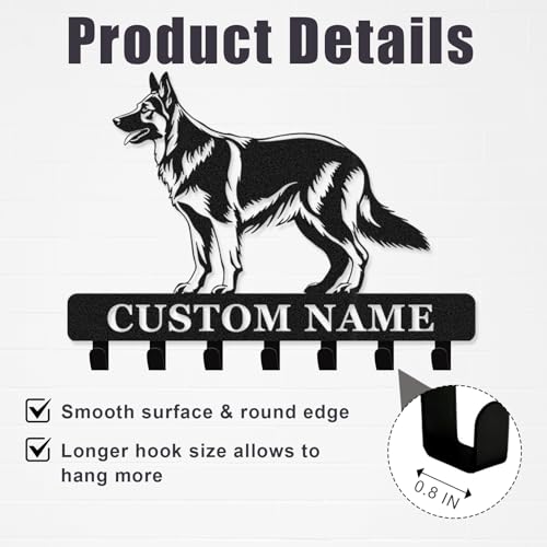 Personalized Dog Leash Holder for Wall - Custom Metal Wall Mount, Dog Leash Hooks, Coat Rack Key Organizer for Entryway - color: 08 Dog