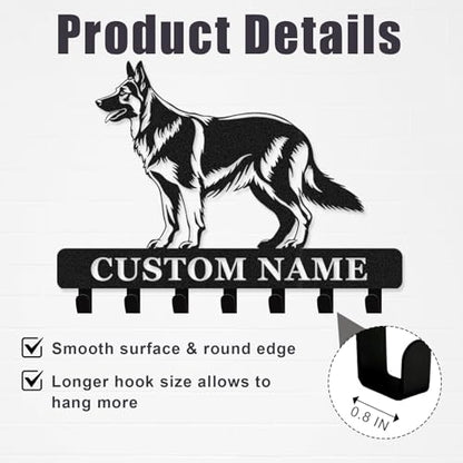 Personalized Dog Leash Holder for Wall - Custom Metal Wall Mount, Dog Leash Hooks, Coat Rack Key Organizer for Entryway - color: 08 Dog