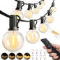 addlon 200FT Outdoor String Lights G40 with Remote Control Dimmable Patio Globe LED 108 Bulbs Waterproof Shatterproof, Hanging Outside Lighting for Backyard Garden, Deck, Balcony, Porch, Café, Bristo - size: 200FT(100 Sockets)