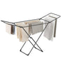 SONGMICS Clothes Drying Rack, Metal Laundry Drying Rack, Foldable, Space-Saving, Free-Standing Airer, with 2 Gullwings, Indoor Outdoor Use, Bed Linen Clothing, Black ULLR540B01 - color: Black, style: 2 Gullwings（19.7"D)