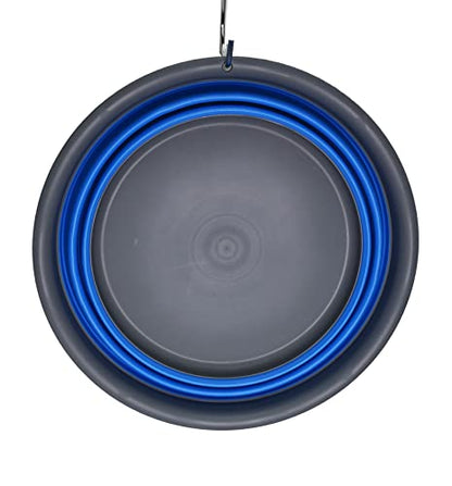 SAMMART 7.5L (1.98 Gallon) Collapsible Tub - Foldable Dish Tub - Portable Washing Basin - Space Saving Plastic Washtub (Grey/Blue) - color: Grey/Blue