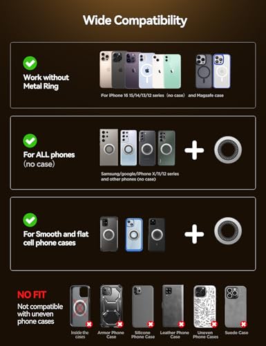 JOYROOM Fits iPhone 16/16 Pro Max MagSafe Car Mount, [All Metal & 360° Adjustment] Magnetic Phone Holder for Car with N55 Strong Magnets, Car Mount for iPhone 16 15 14 13 12 & MagSafe Case, Space Gray - color: Silver
