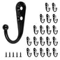 20PCS Hooks for Hanging, Metal Key Hooks with 45 Screws, Heavy Duty Single Prong Hook，Wall Hook for Key, Clothes, Purse, Towel, Backpack, Hat, Scarf, Jewelry, Dog Leashes - color: 1.57"×1.02", Black