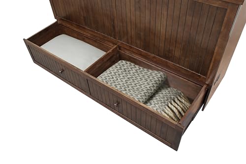 Mega Solutions Murphybedz Tuscany Murphy Cabinet Chest Bed with Charging Station 6 Inch (Tobacco, King) - color: Tobacco, size: King (U.S. Standard)