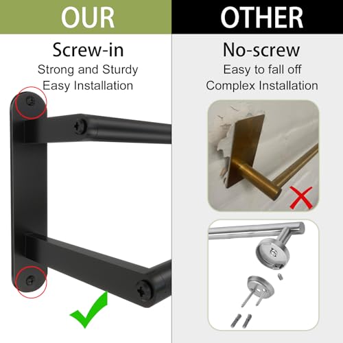 Towel Racks for Bathroom, Double Towel Bar 24Inch, Stainless Steel Bathroom Towel Holder, Double Towel Rod Wall Mounted Towel Hanger, Bathroom Towel Rack(Matte Black) - size: 24 Inch