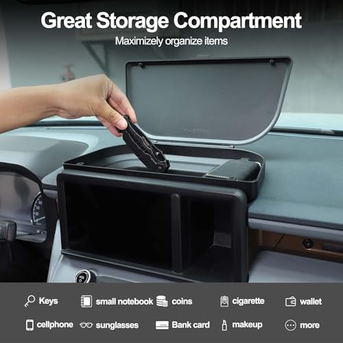 TOYCIDFG Dashboard Storage Organizer Tray with Lid for Ford Maverick 2022-2024, Behind Screen Pocket Organizer Insert Accessories