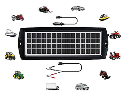 Sunway Solar Solar Car Battery Trickle Charger & Maintainer 5W Solar Panel Power 12V Charger kit Waterproof for Car Automotive RV Marine Boat Truck Motorcycle Trailer Tractor Powersports Snowmobiles - size: 5W