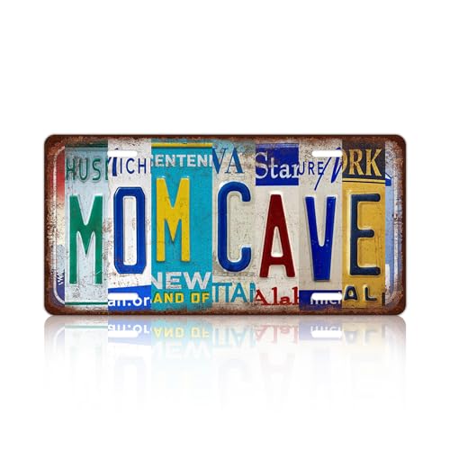 Vintage Mom Cave Metal Tin Sign License Plate Wall Decor Gift for Mother 12 x 6 Inches - color: Plate-30