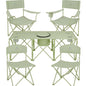 Camping Chair Set of 3, Outdoor Folding Camping Chairs for Heavy People with Cup Holder & Carry Bag,Collapsible Chair Include One Sofa Chair and Two Single Chair,Support up to 500lbs - color: Light Green-5pcs