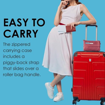 SAGEFINDS Airplane Travel Blanket | Compact Throw Blanket for Camping and Hiking | Converts into a Pillow | Travel Gift | Soft Jersey Knit | Fits in Backpack | Attaches to Luggage | Travel Essential - color: Purple