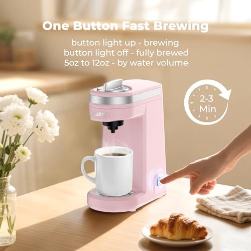 CHULUX Mini Coffee Maker for K Capsule, Single Serve Coffee Maker for One Cup Americano, Lightweight Pod Coffee Machine, Dusty Rose - color: Dusty Rose