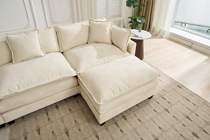 SoarFlash Chenille Sectional Sofa Ottoman,Beige - color: Beige, size: 1 Ottoman