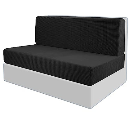 Tlswshsy RV Dinette Cushion Covers-Stretchable Loveseat Sofa Furniture Protector -Elastic Camper Cushion Slipcoversfor RV Camper Car Bench (Black) - color: Black