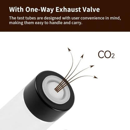 watchget Coffee Bean Container 12PCS Coffee Bean Cellars Tubes Single Dose Coffee Beans Storage with One-Way Exhaust Valve & Black Stand & Silicone Funnel- Organized Storage Solution - color: Black ABS Lid 12PCS