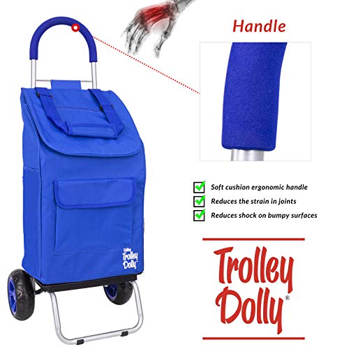 dbest products Trolley Dolly Blue Foldable Shopping cart for Groceries with Wheels and Removable Bag and Rolling Personal Handtruck, Standard - color: Blue, style: Cart
