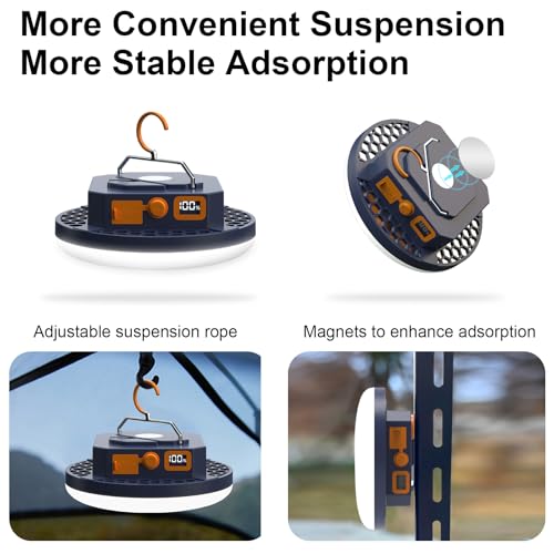 10000mAh Rechargeable Camping Light Insect Not Attract 4000LM Work Light White/Red/Pink/SOS Brightness Stepless Dimming, IP45 Waterproof Tent Light Power Failure for Halloween (Remote) - color: Remote
