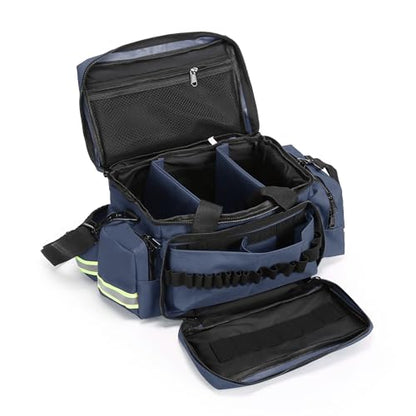 Medical Bag Empty Emergency Bag Medical Bag Organizer Professional First Responder Trauma Bag，First Aid Bagwith Detachable Dividers Medical Bag for Nurses,Home Health Care, EMT(Bag Only) - color: Blue