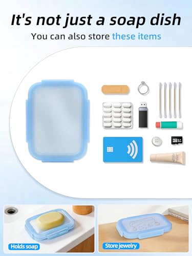 Travel Soap Case, Leakproof Silicone Bar Soap Travel Case, 4.7 * 3inches Compact Portable Holder Container for Traveling, Gym, Camping, Shower (Blue) - color: Blue