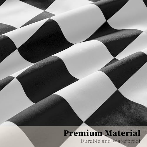 Ohocut Checkered 2 Pcs Large Travel Laundry Bags for Dirty Clothes, Aesthetic Trendy Waterproof Washable Laundry Bag with Handle for Travel, Gym, Swimming Pool Black and White - color: Black