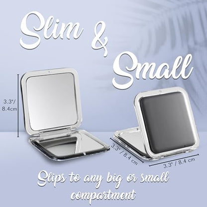 MIRRORVANA 30X Compact Magnifying Mirror for Travel, Handheld and Foldable Square Design - Lightweight Mini Pocket-Sized Magnified Mirror, Ideal for Purse or Handbag Use - 3.3" x 3.3" (Black)