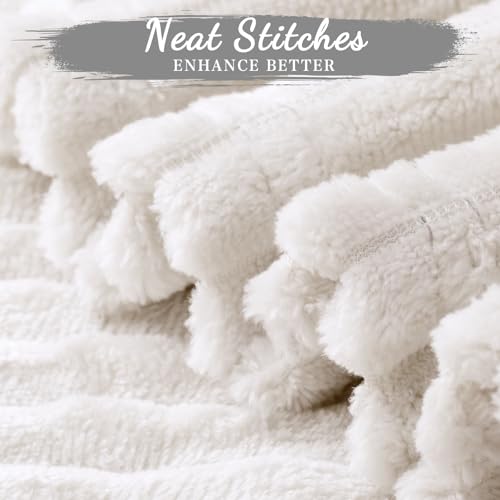 Buryeah 6 Pcs Flannel Throw Blanket Bulk 50 x 60 in Sleepover Blanket Outdoor Wedding Throw Lightweight, Oeko-tex Standard 100 Certified for Sofa Homeless Gifts (Cream White) - color: Cream White