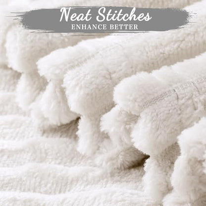 Buryeah 6 Pcs Flannel Throw Blanket Bulk 50 x 60 in Sleepover Blanket Outdoor Wedding Throw Lightweight, Oeko-tex Standard 100 Certified for Sofa Homeless Gifts (Cream White) - color: Cream White