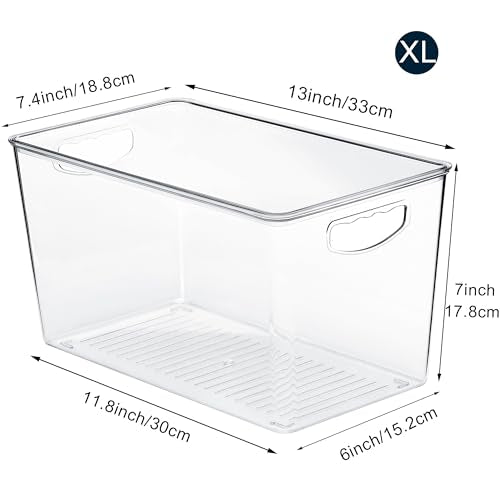 theaoo Clear Storage Bins with Lids Stackable - XLarge Plastic Containers for Pantry Organization and Storage - Perfect for kitchen,Fridge,Laundry Room,Bathroom,Garage,Closet,Cabinet Organizer -4 Pack - size: XL (Pack of 4)