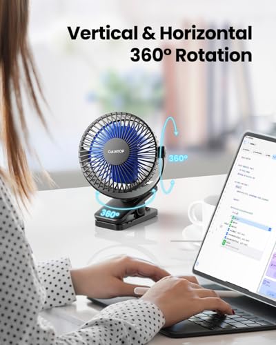 Gaiatop Portable Clip on Fan Battery Operated, Small Powerful 3 Speed Quiet 360° Rotate, USB Rechargeable Mini Personal Cooling Fan for Desk Table Home Office Stroller Camping Women Gifts Black Blue - color: black blue